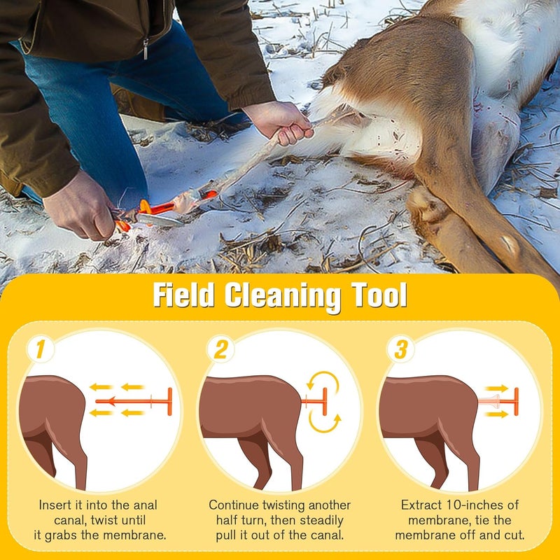 Tellingyou Field Cleaning Tool with Bone Saw and Field Dressing Gloves, Big Game Dressing Tool Combo Set, Deer Processing Long and Short Gut Gloves for Gutting, Deer Cleaning Kit Hunting Accessories - Image 4